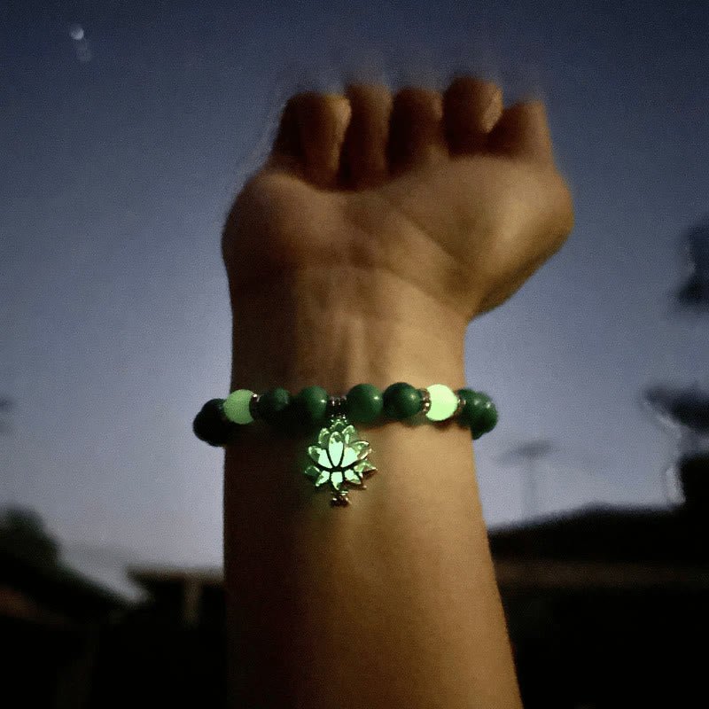 Tibetan Turquoise Glowstone Luminous Bead Lotus Protection Bracelet - Image 22