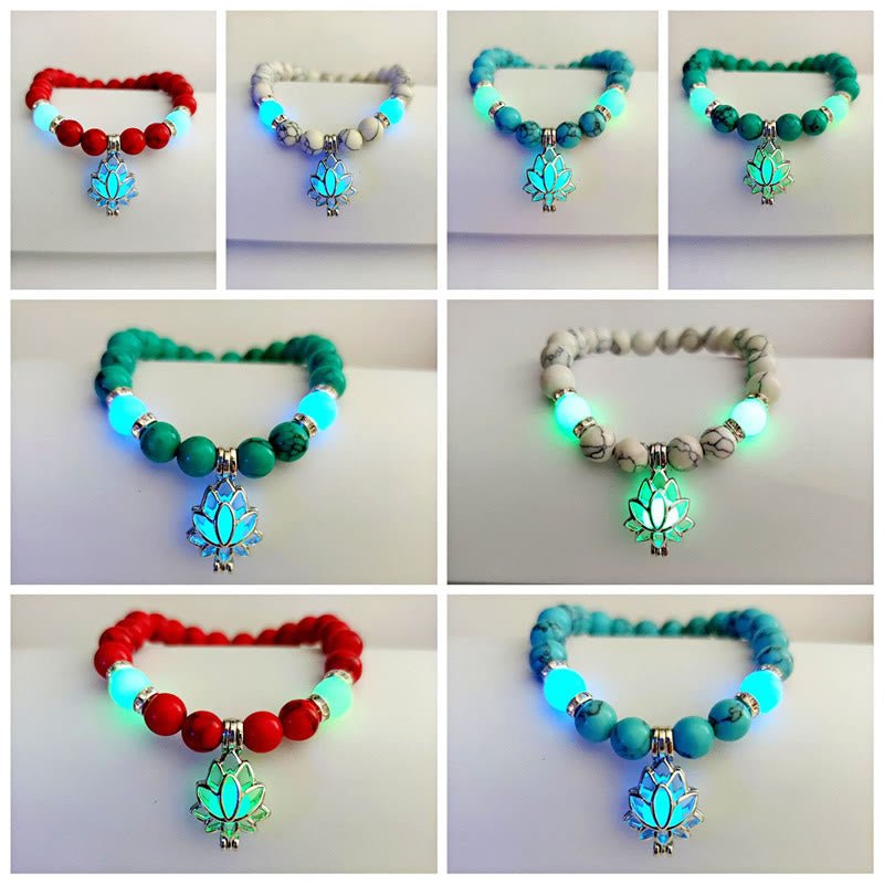 Tibetan Turquoise Glowstone Luminous Bead Lotus Protection Bracelet - Image 36