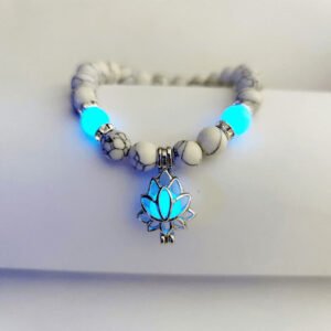 Tibetan Turquoise Glowstone Luminous Bead Lotus Protection Bracelet