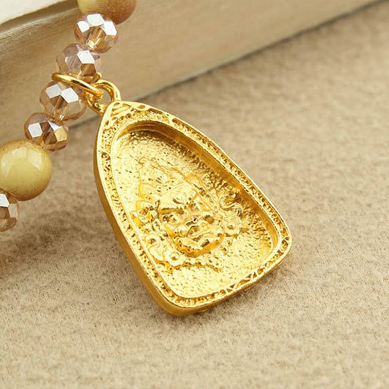 Tibetan Lotus Round Plate Golden Tiger Eye Beads Necklace Pendant - Image 12