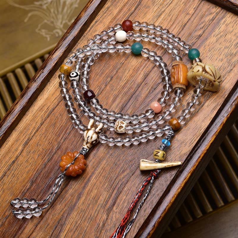 Camel bone charm 108-bead Buddhist mala with spiritual significance 6mm beads