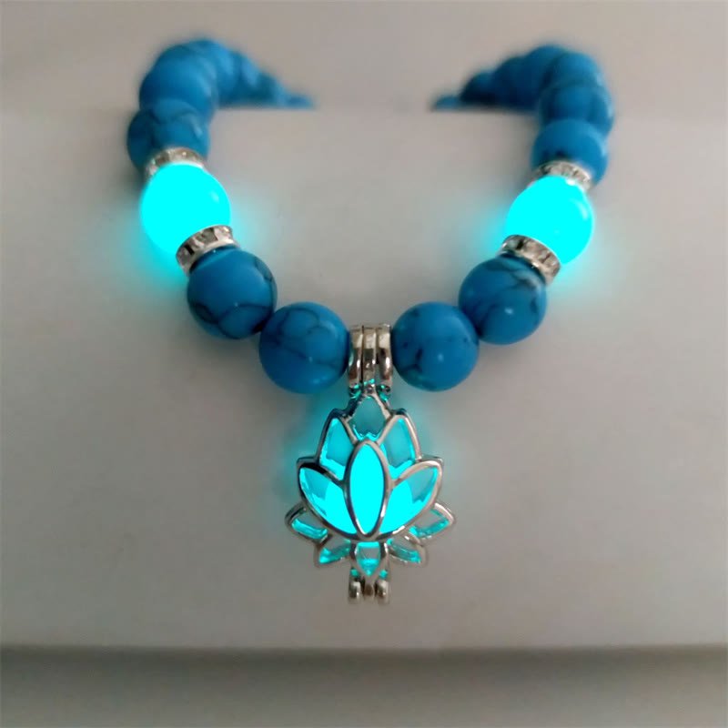 Tibetan Turquoise Glowstone Luminous Bead Lotus Protection Bracelet - Image 33