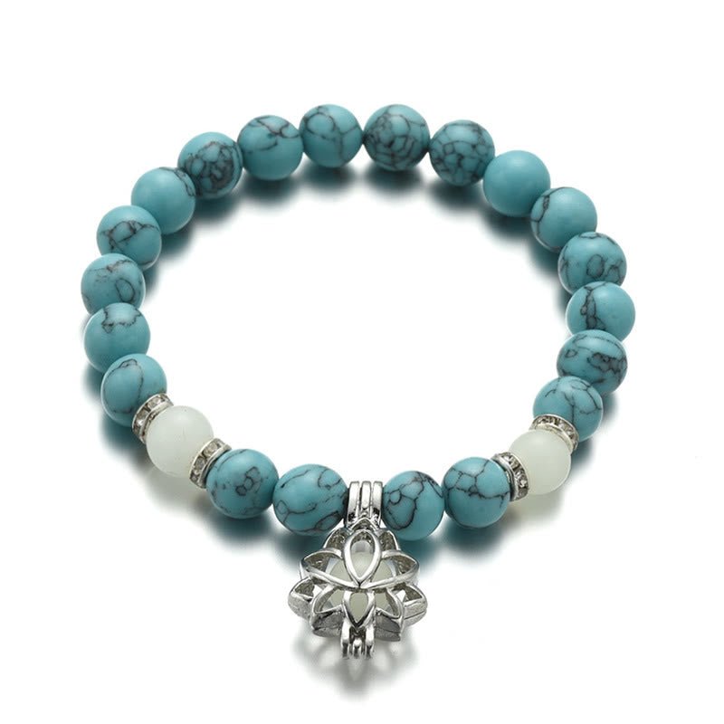 Tibetan Turquoise Glowstone Luminous Bead Lotus Protection Bracelet - Image 11
