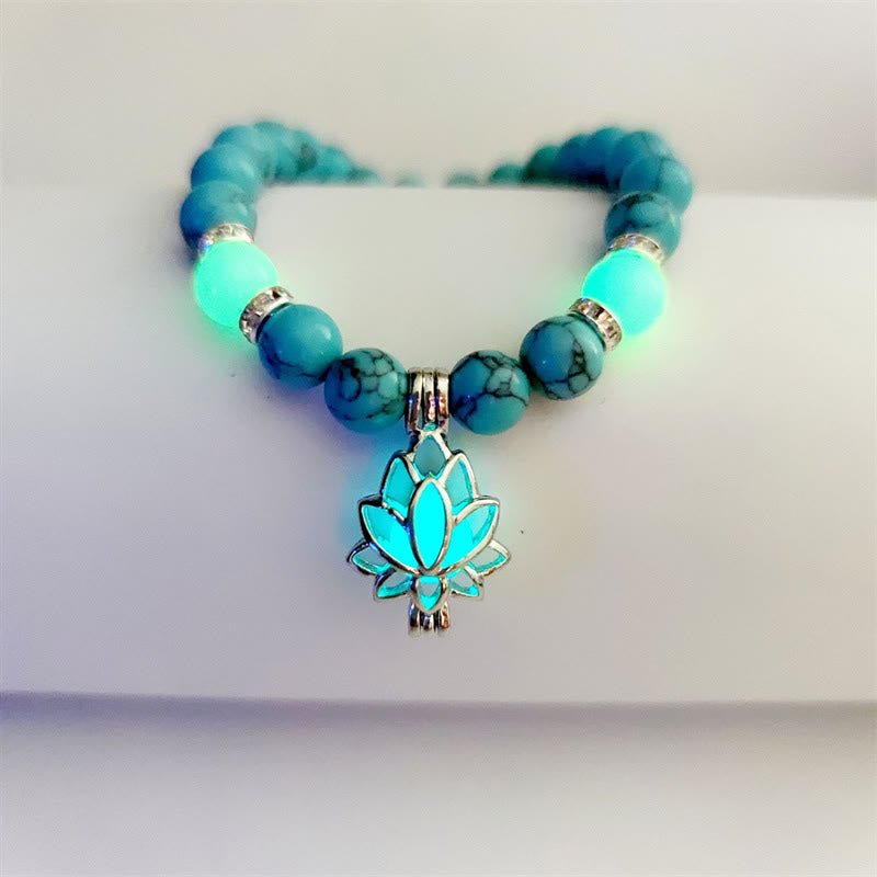 Tibetan Turquoise Glowstone Luminous Bead Lotus Protection Bracelet - Image 25