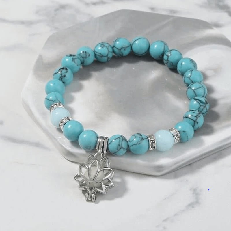 Tibetan Turquoise Glowstone Luminous Bead Lotus Protection Bracelet - Image 6