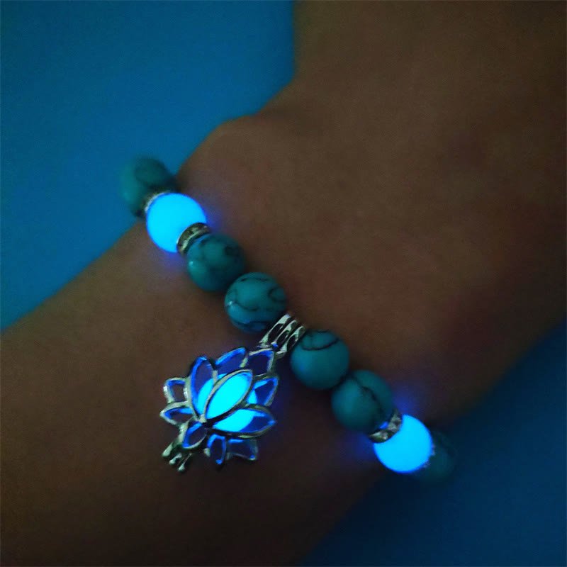 Tibetan Turquoise Glowstone Luminous Bead Lotus Protection Bracelet - Image 9
