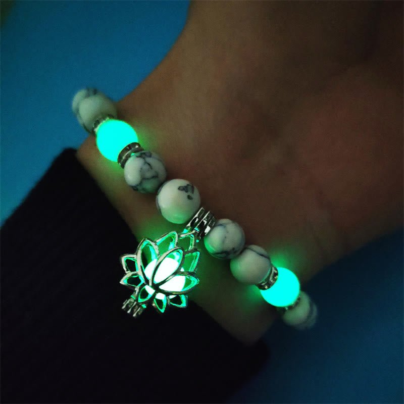 Tibetan Turquoise Glowstone Luminous Bead Lotus Protection Bracelet - Image 19