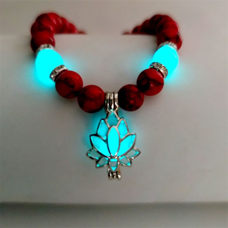 Tibetan Turquoise Glowstone Luminous Bead Lotus Protection Bracelet - Image 29