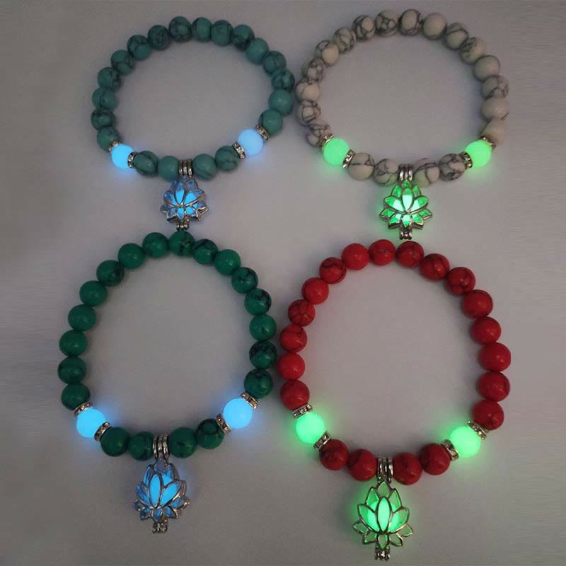 Tibetan Turquoise Glowstone Luminous Bead Lotus Protection Bracelet - Image 34