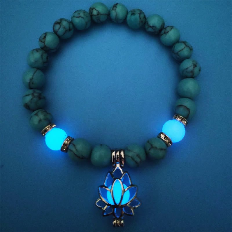 Tibetan Turquoise Glowstone Luminous Bead Lotus Protection Bracelet - Image 16