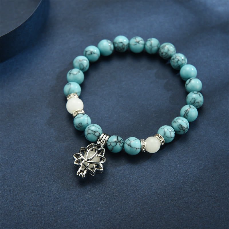 Tibetan Turquoise Glowstone Luminous Bead Lotus Protection Bracelet - Image 26
