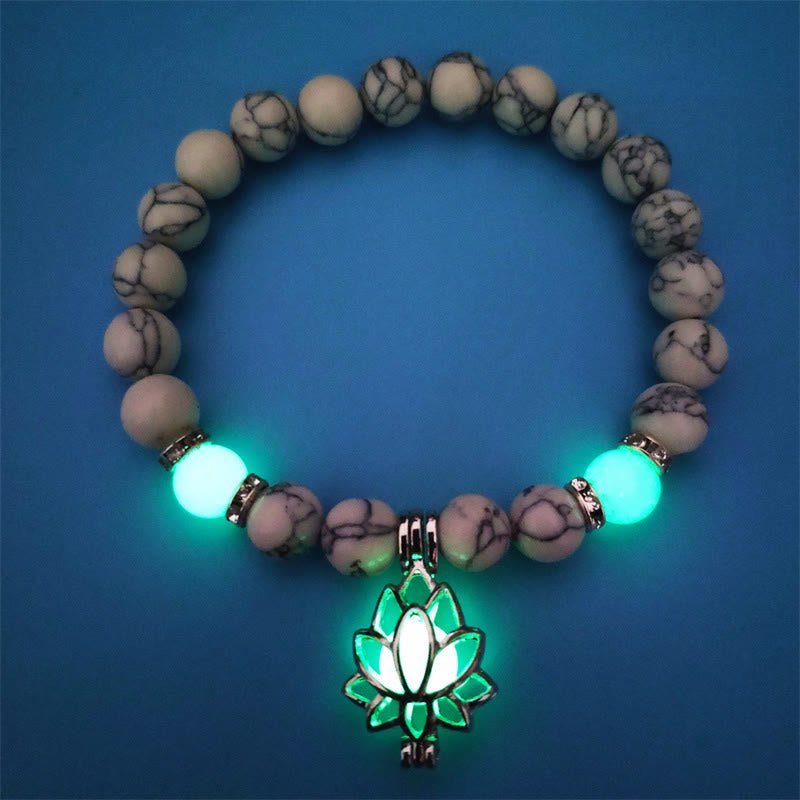 Tibetan Turquoise Glowstone Luminous Bead Lotus Protection Bracelet - Image 17