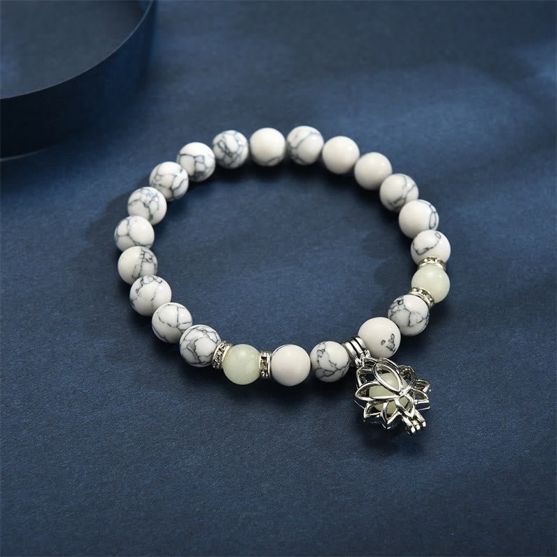 Tibetan Turquoise Glowstone Luminous Bead Lotus Protection Bracelet - Image 3
