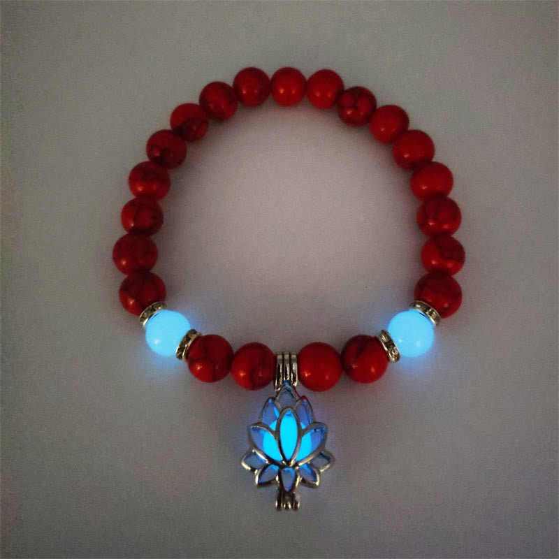 Tibetan Turquoise Glowstone Luminous Bead Lotus Protection Bracelet - Image 12