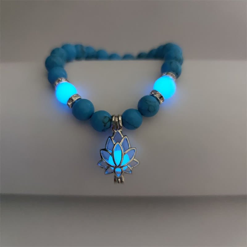 Tibetan Turquoise Glowstone Luminous Bead Lotus Protection Bracelet - Image 27
