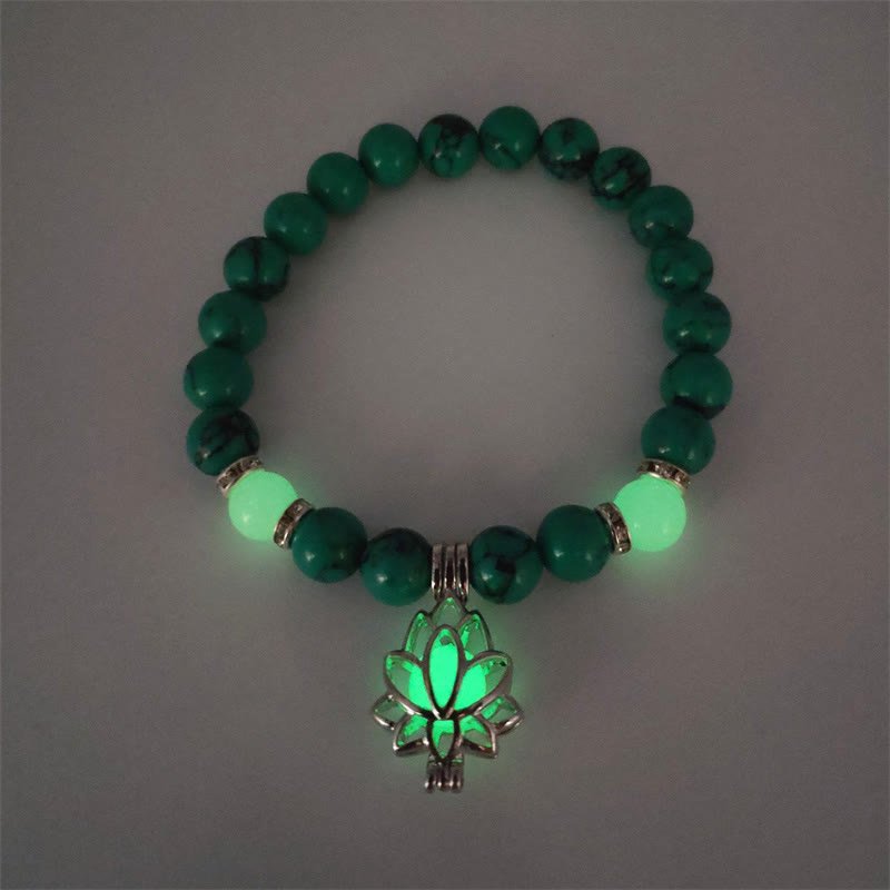 Tibetan Turquoise Glowstone Luminous Bead Lotus Protection Bracelet - Image 21