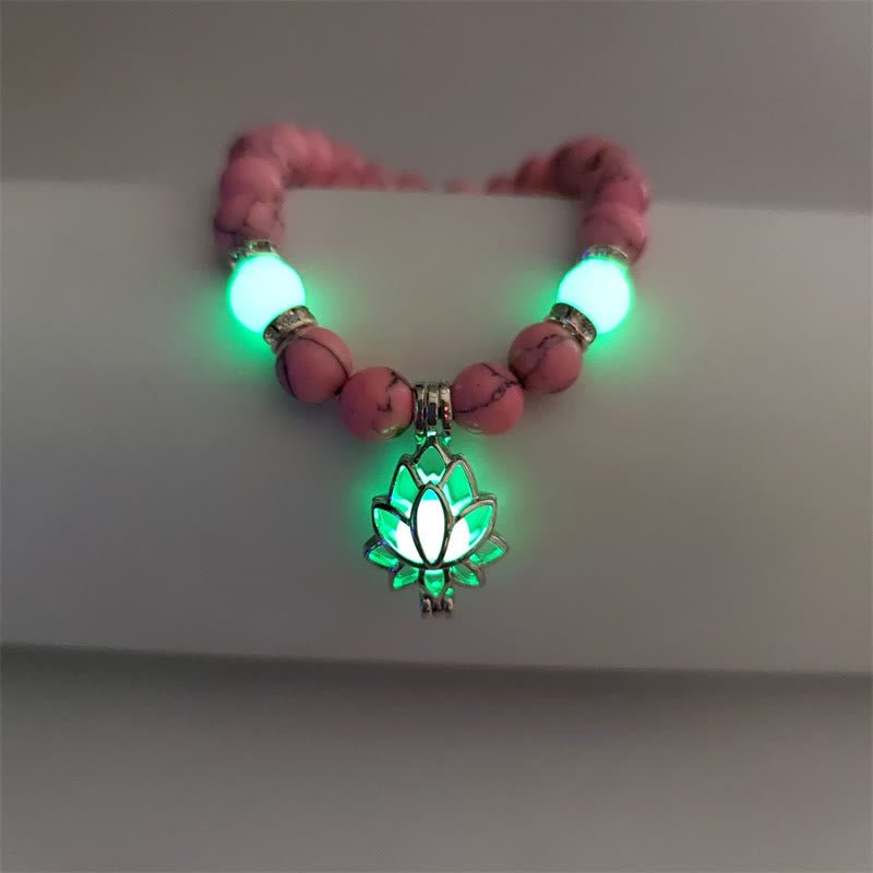 Tibetan Turquoise Glowstone Luminous Bead Lotus Protection Bracelet - Image 24