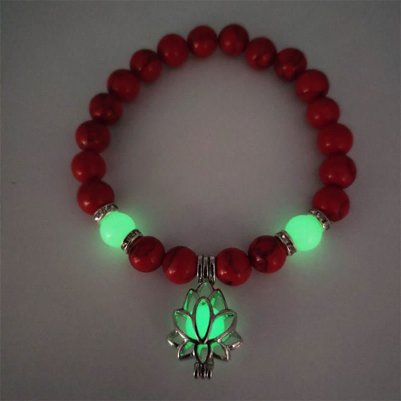 Tibetan Turquoise Glowstone Luminous Bead Lotus Protection Bracelet - Image 20