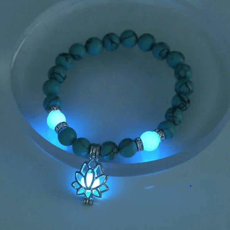 Tibetan Turquoise Glowstone Luminous Bead Lotus Protection Bracelet - Image 8
