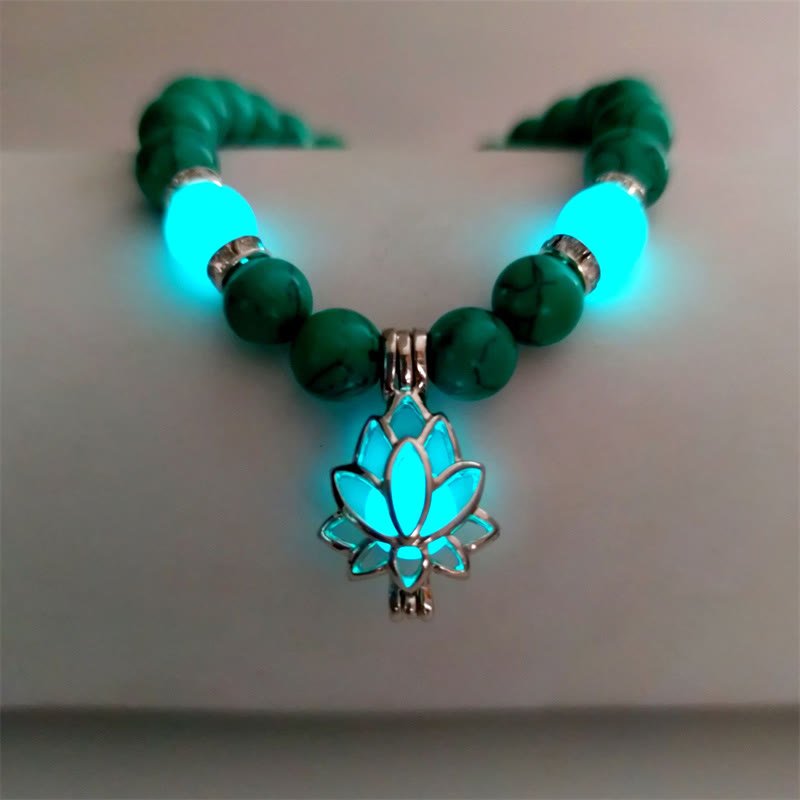 Tibetan Turquoise Glowstone Luminous Bead Lotus Protection Bracelet - Image 30