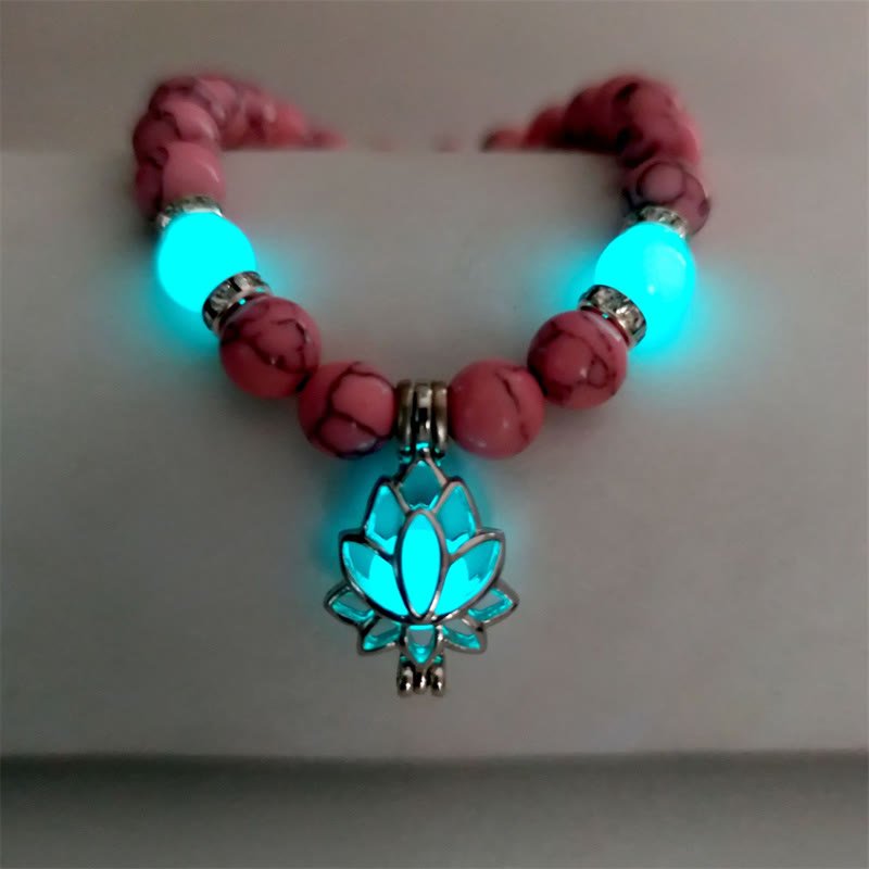 Tibetan Turquoise Glowstone Luminous Bead Lotus Protection Bracelet - Image 31