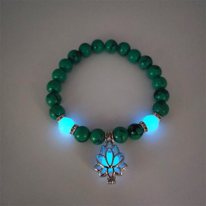 Tibetan Turquoise Glowstone Luminous Bead Lotus Protection Bracelet - Image 13