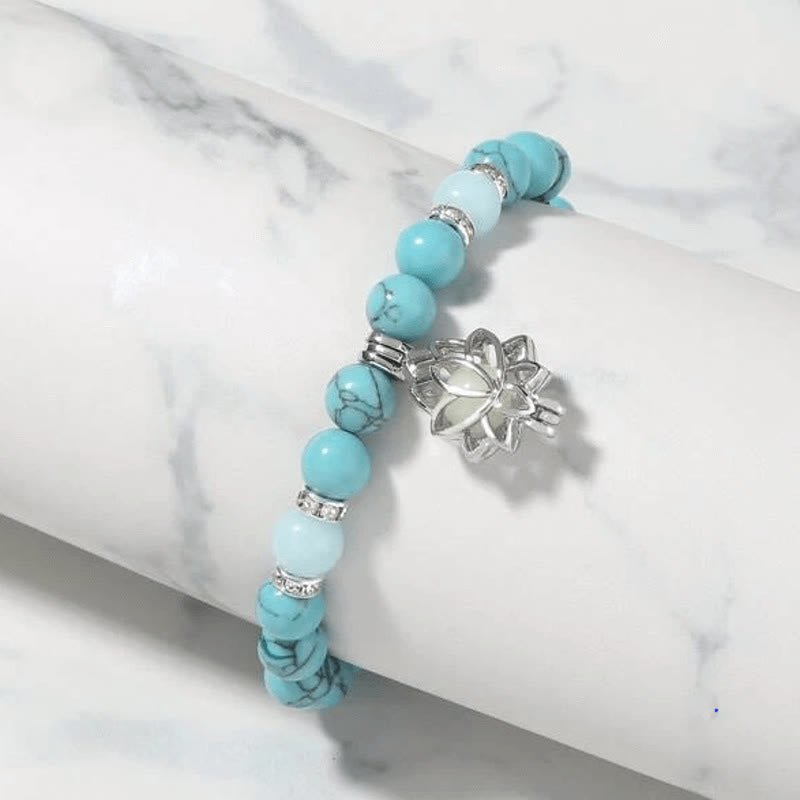 Tibetan Turquoise Glowstone Luminous Bead Lotus Protection Bracelet - Image 5