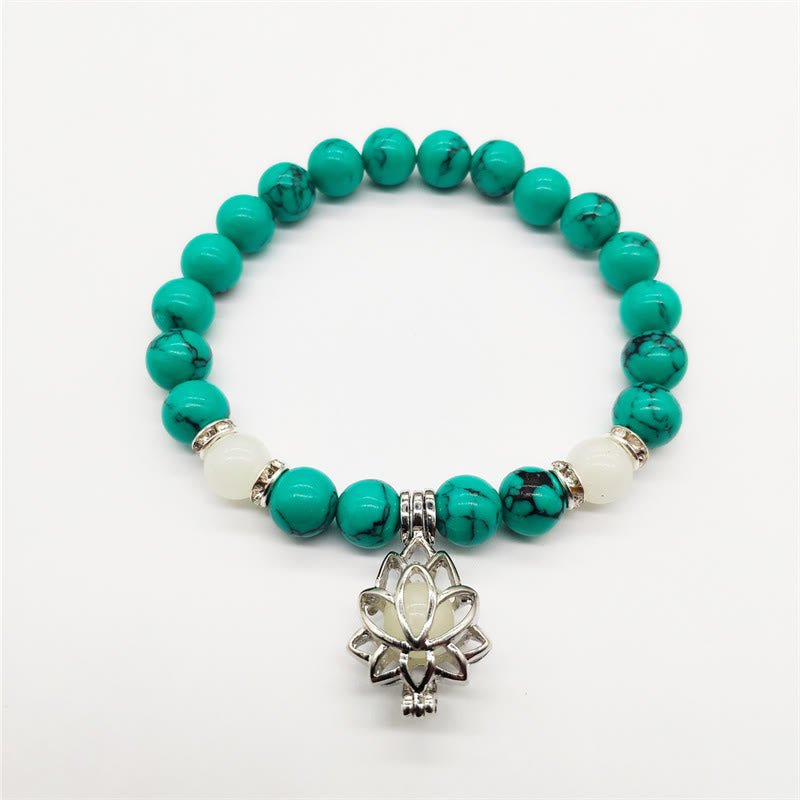 Tibetan Turquoise Glowstone Luminous Bead Lotus Protection Bracelet - Image 14