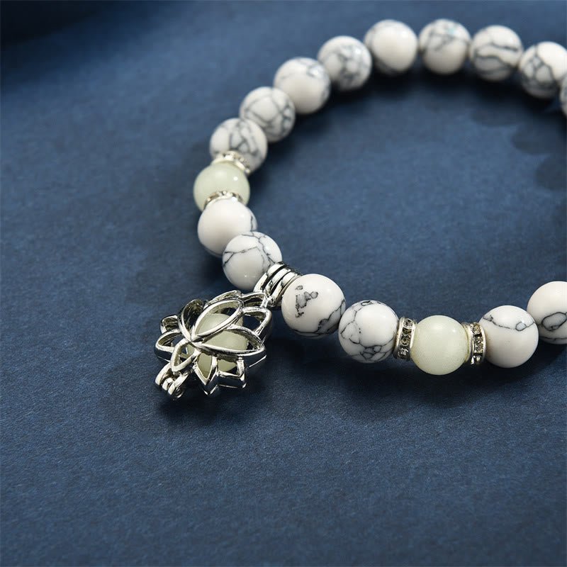 Tibetan Turquoise Glowstone Luminous Bead Lotus Protection Bracelet - Image 4