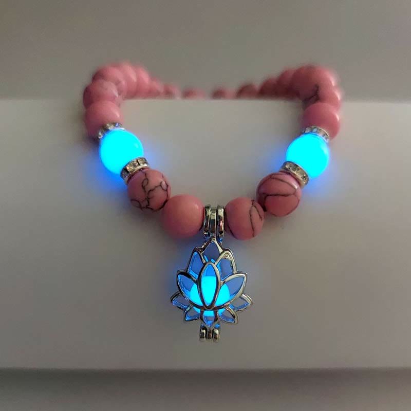 Tibetan Turquoise Glowstone Luminous Bead Lotus Protection Bracelet - Image 15