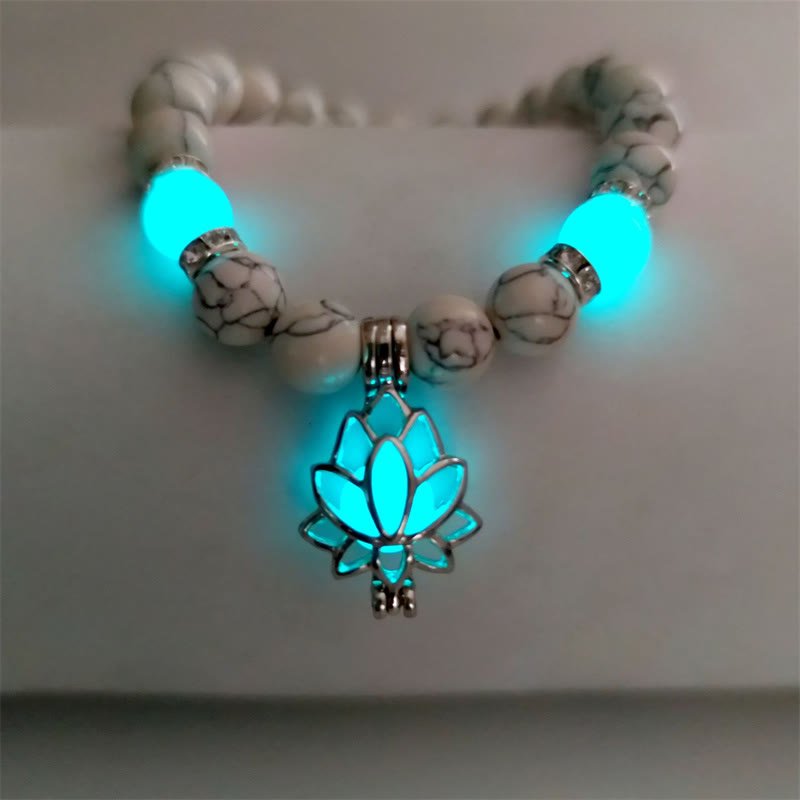 Tibetan Turquoise Glowstone Luminous Bead Lotus Protection Bracelet - Image 28