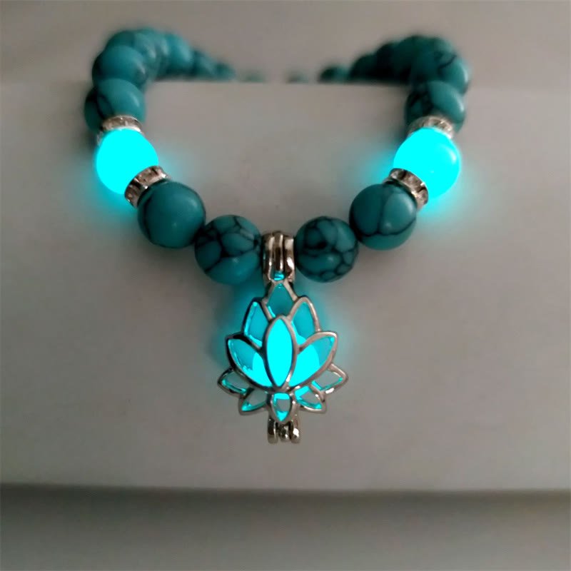 Tibetan Turquoise Glowstone Luminous Bead Lotus Protection Bracelet - Image 32