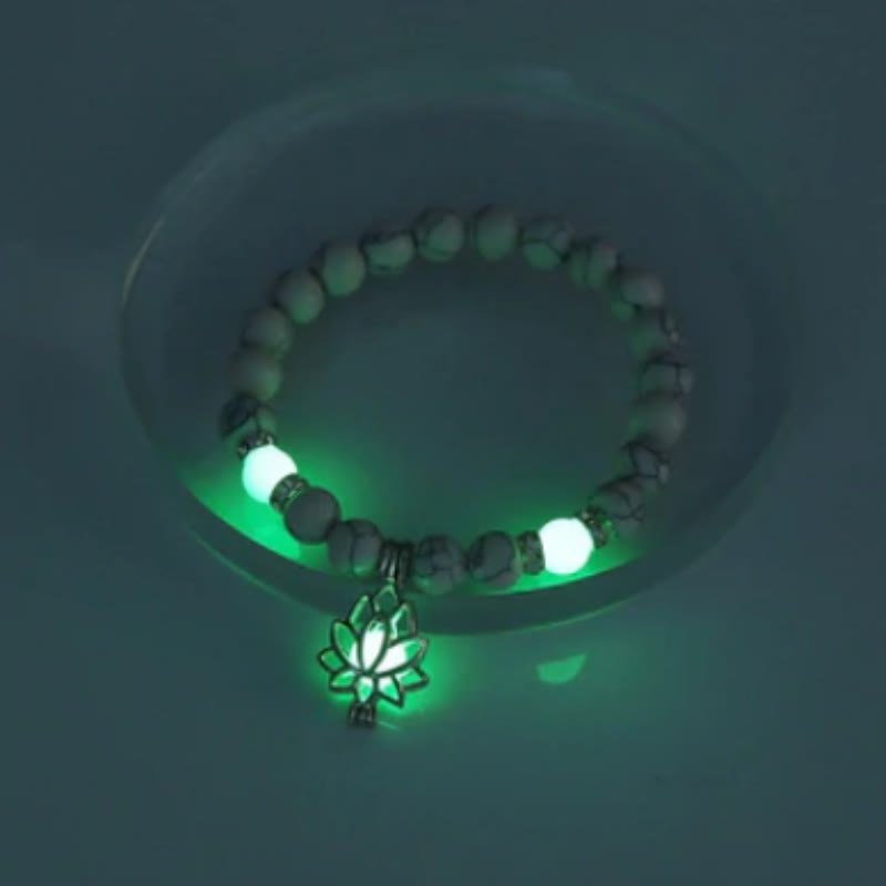 Tibetan Turquoise Glowstone Luminous Bead Lotus Protection Bracelet - Image 18