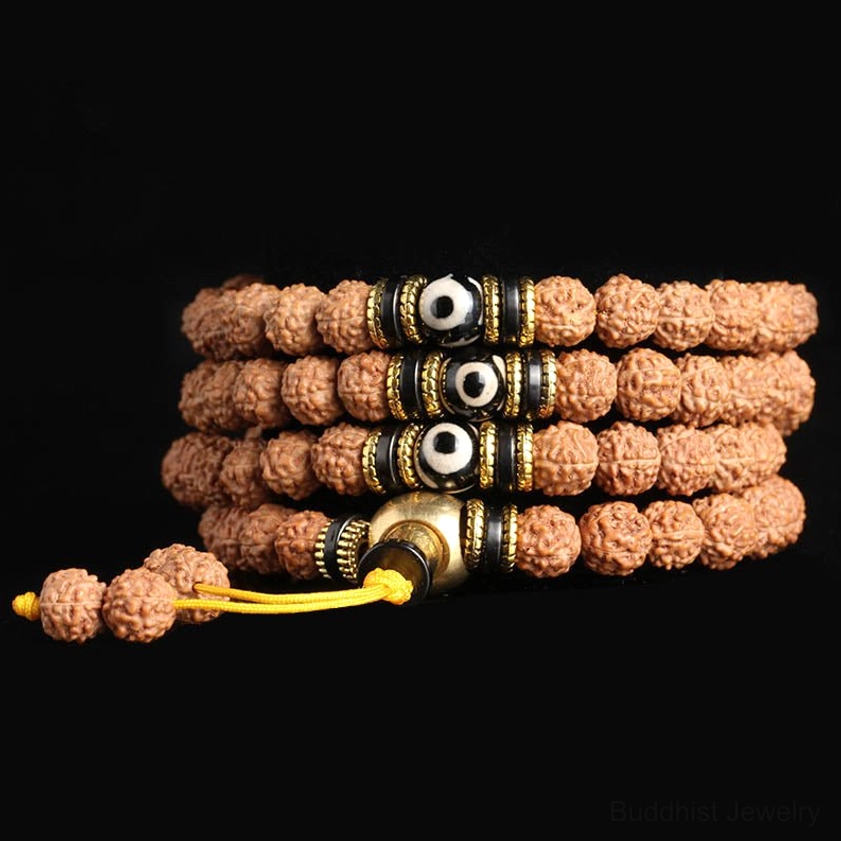 108 Bead Buddhist Prayer Mala Bracelet Spiritual Meditation Tool Natural Materials