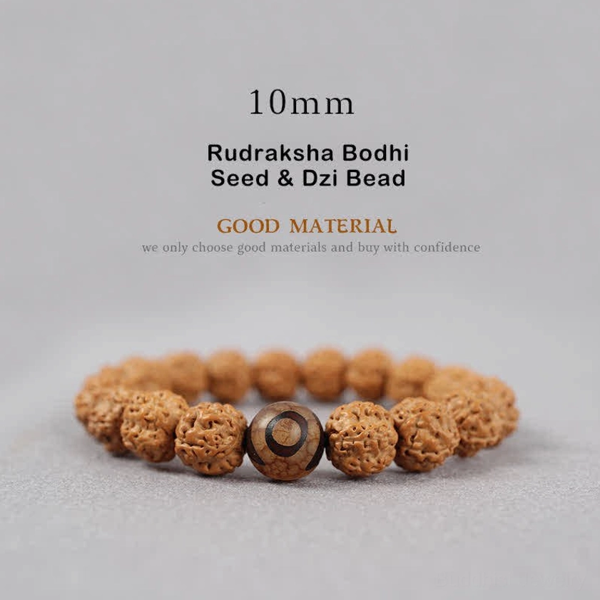 11mm Rudraksha Bodhi Seed and Red Agate bracelet Buddhist spiritual healing bracelet with natural materials for abundance