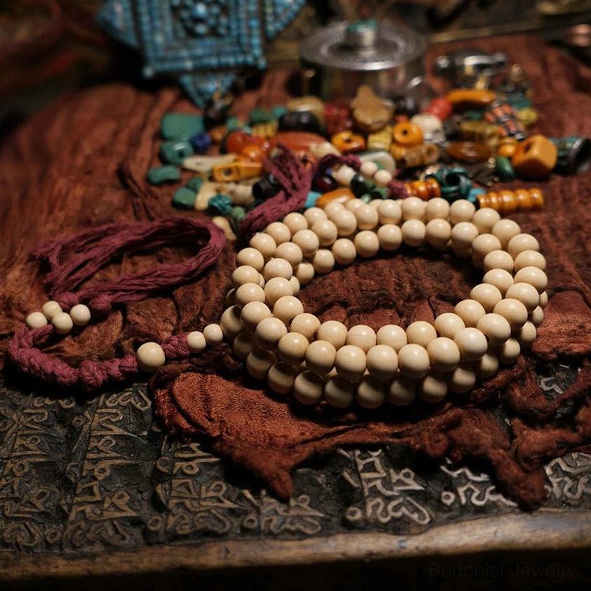 9.5mm Abelia Biflora wooden beads 108 bead Buddhist prayer mala bracelet pronounced size