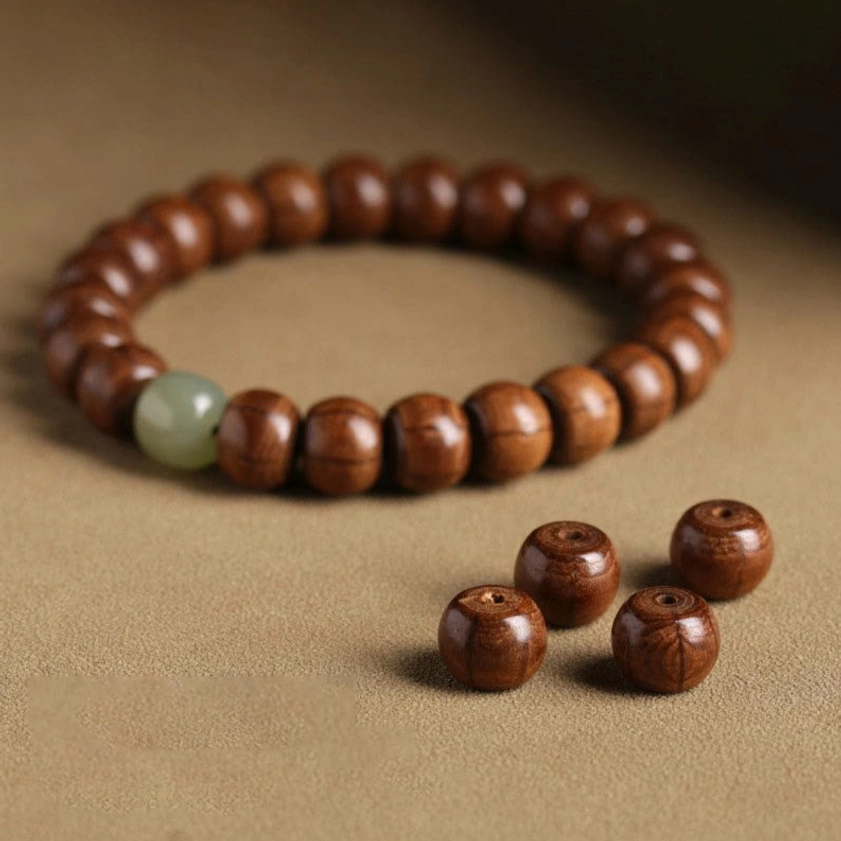 Abelia wood hetian jade bead bracelet eight by ten millimeter size variation for meditation and protection