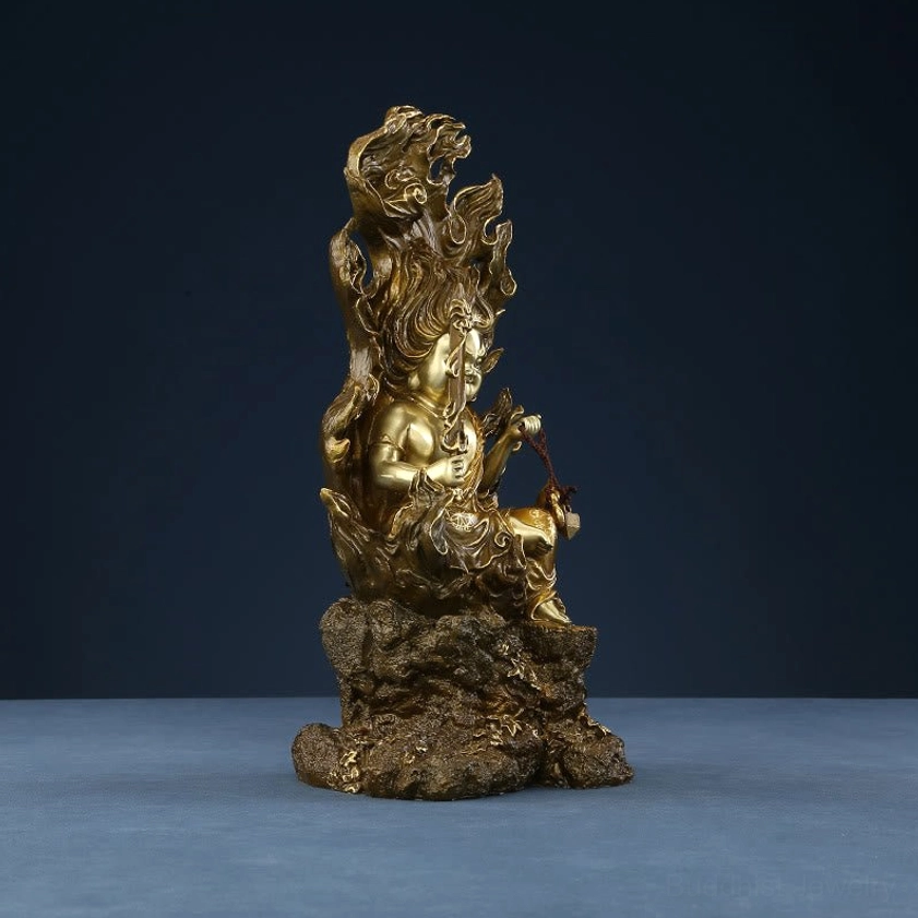 Acalanatha Buddha handcrafted copper statue full view showcasing dual-tone bronze finish and meditation pose