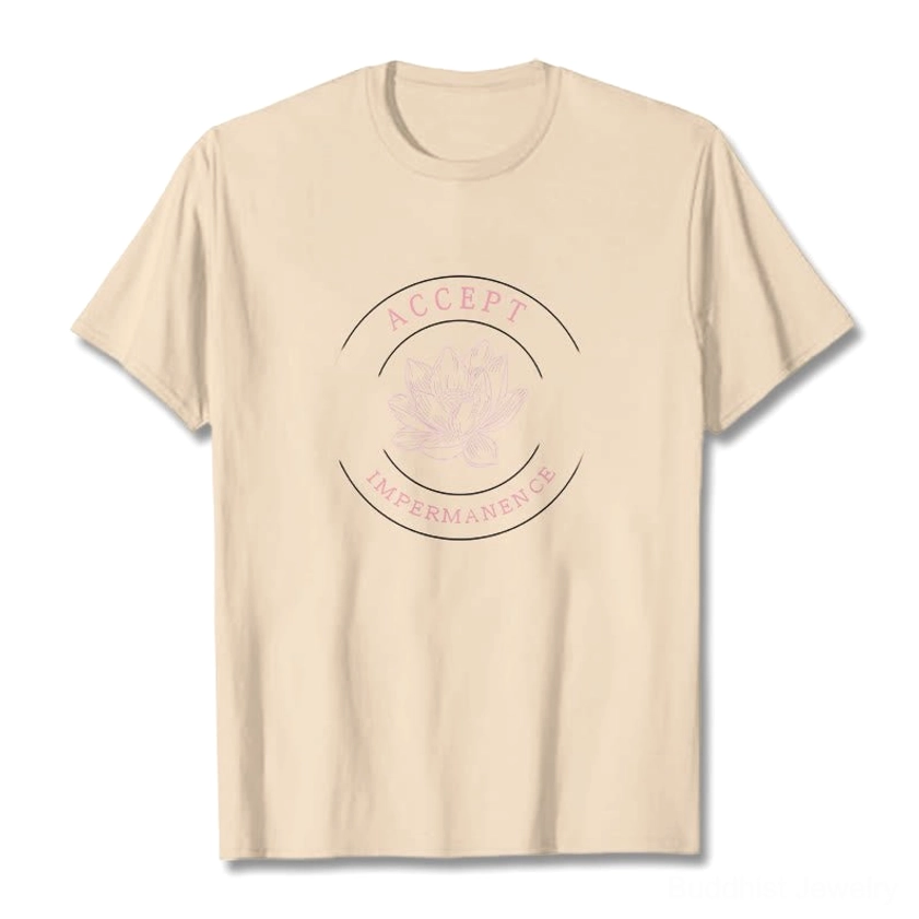 Mens dark green Buddhist lotus t-shirt back view accept impermanence design graphic print
