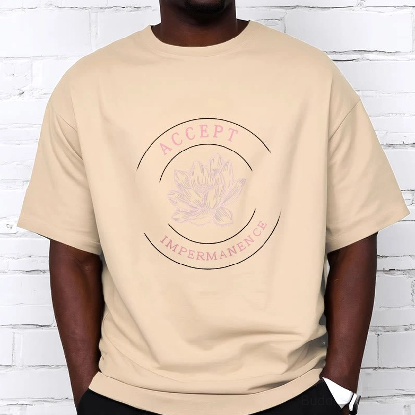Dark green Buddhist t-shirt side view fit demonstration casual wear mindfulness cotton graphic