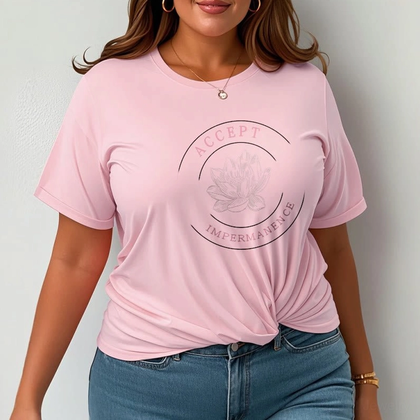 Buddhist graphic tee lifestyle flat lay with accessories mindfulness clothing accept impermanence
