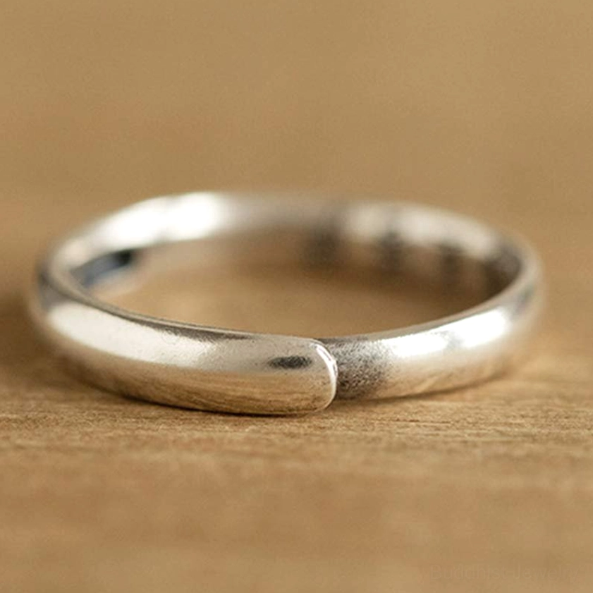 Open band adjustable 925 sterling silver zodiac ring, top-down overhead view showing inner details