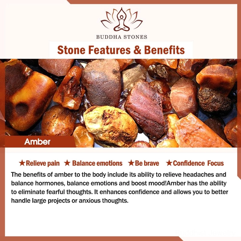 Amber stone wellness guide showing raw samples and healing properties for anxiety relief emotional balance confidence