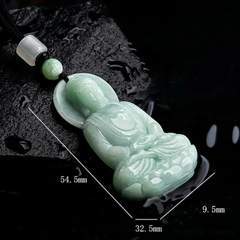Amitabha Buddha jade amulet pendant necklace, traditional Buddhist jewelry for prosperity and good fortune