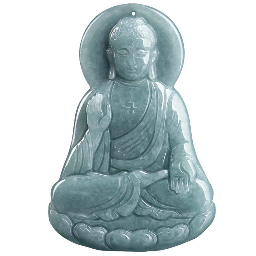 Amitabha Buddha natural jade pendant necklace compassion serenity Buddhist spiritual jewelry protection