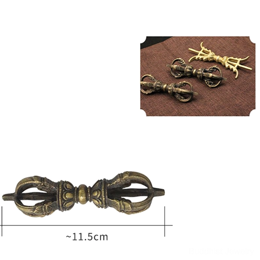 Antique brass vajra dorje ritual object for Buddhist ceremonies, space clearing, and sound offerings
