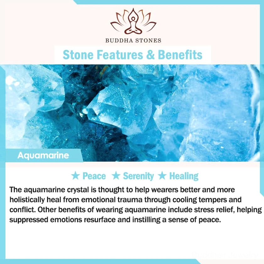 Aquamarine mala bracelet 108 beads with lotus charm perfect for daily mindfulness practice