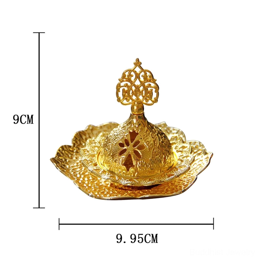 Artisan-crafted incense burner with ornate lotus pattern, perfect for meditation room or yoga studio