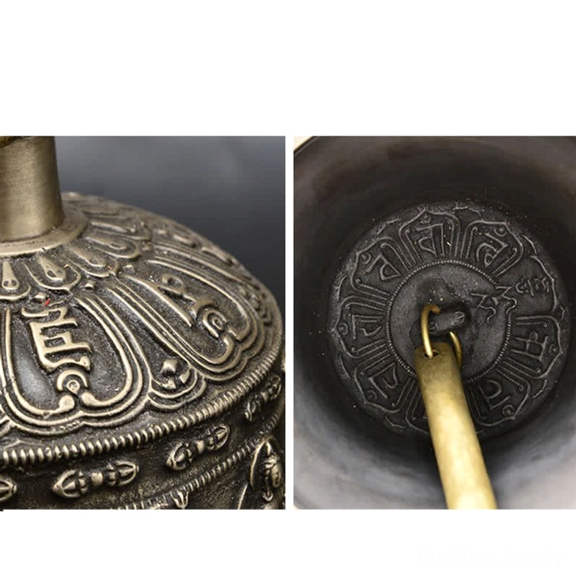 Premium upcycled copper Buddha wind chime bell with antique bronze finish and spiritual craftsmanship