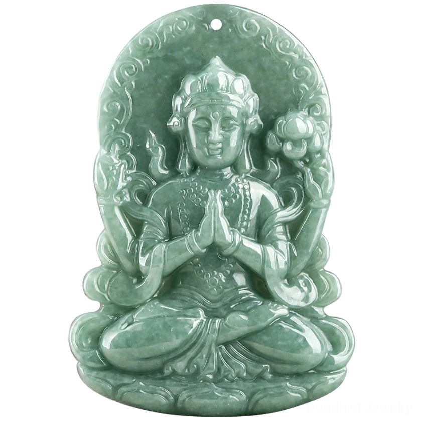 Avalokitesvara jade pendant necklace authentic handmade Buddhist spiritual talisman